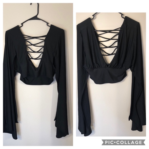 Fashion Nova Tops - Fashion Nova Black Night Crop Top